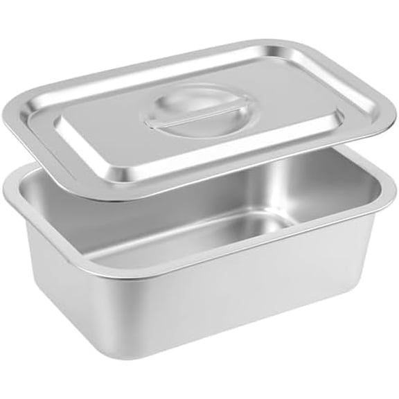 1 PACK 4 Inch Extra Deep Lasagna Baking Pan with Lid, 8.7x12.6Inch 304 Stainless Steel Large Baking Dish Tray for Oven, Thick Metal Roasting Pan for Casserole Brownie Turkey (Silver, M)