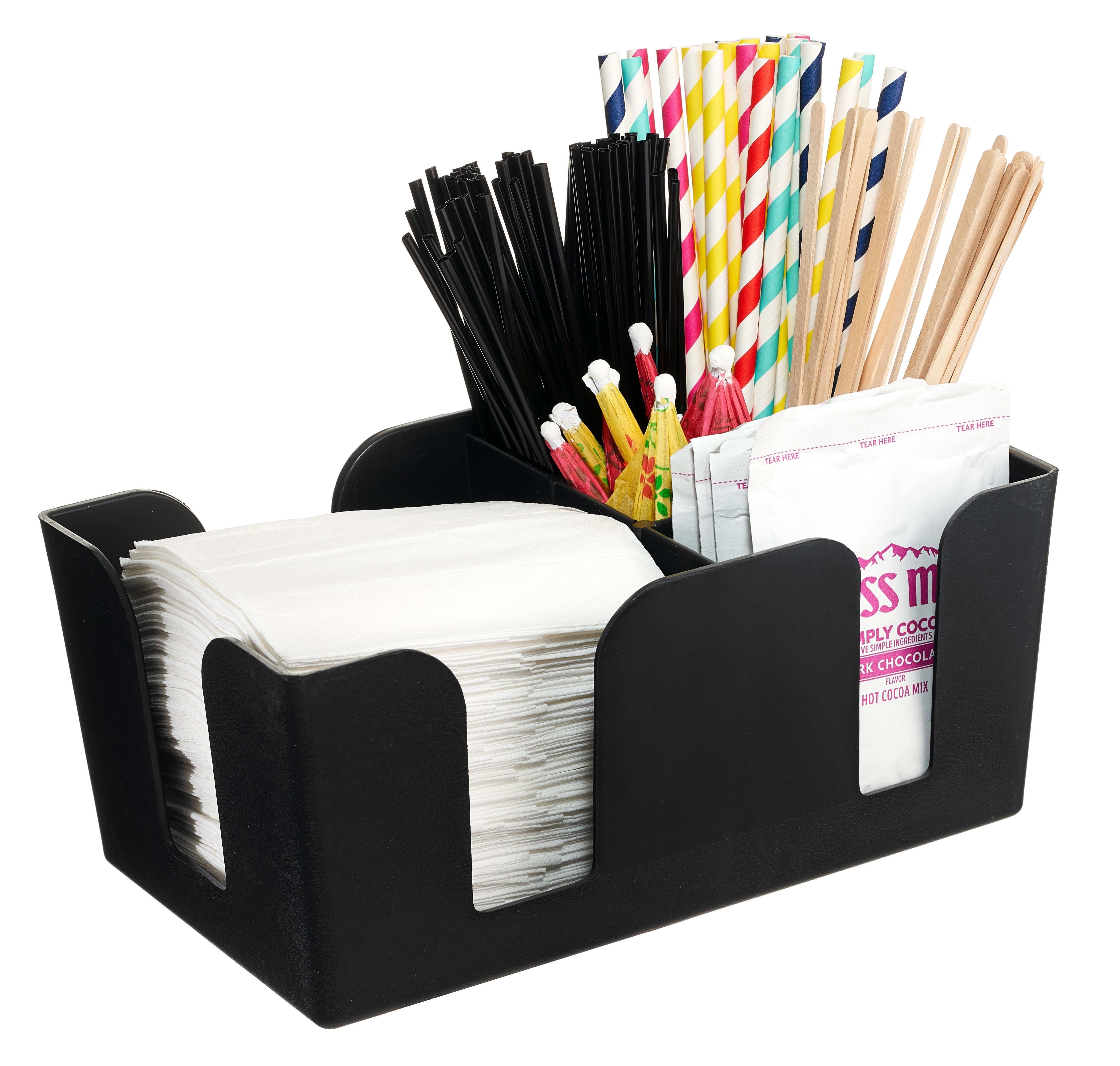 1 PACK Bar Caddy with 6 Compartments, Plastic Bar Organizer, Heavy Duty