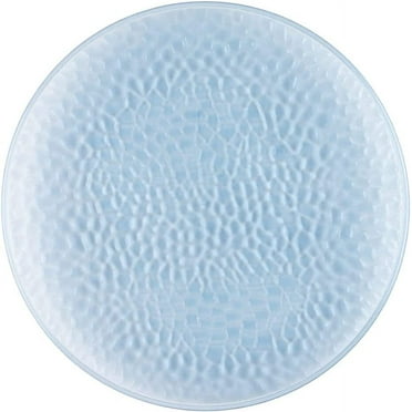 (1 PACK) EcoQuality 13" inch Round Charger Hammered Translucent Blue Plastic Plates - China Like Party Plates, Heavy Duty Large Disposable Dinner Plates, Reusable Salad Plate Weddings, Serveware