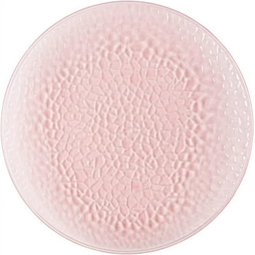 (1 PACK) EcoQuality 13" inch Round Charger Hammered Translucent Pink Plastic Plates - China Like Party Plates, Heavy Duty Large Disposable Dinner Plates, Reusable Salad Plate Weddings, Serveware