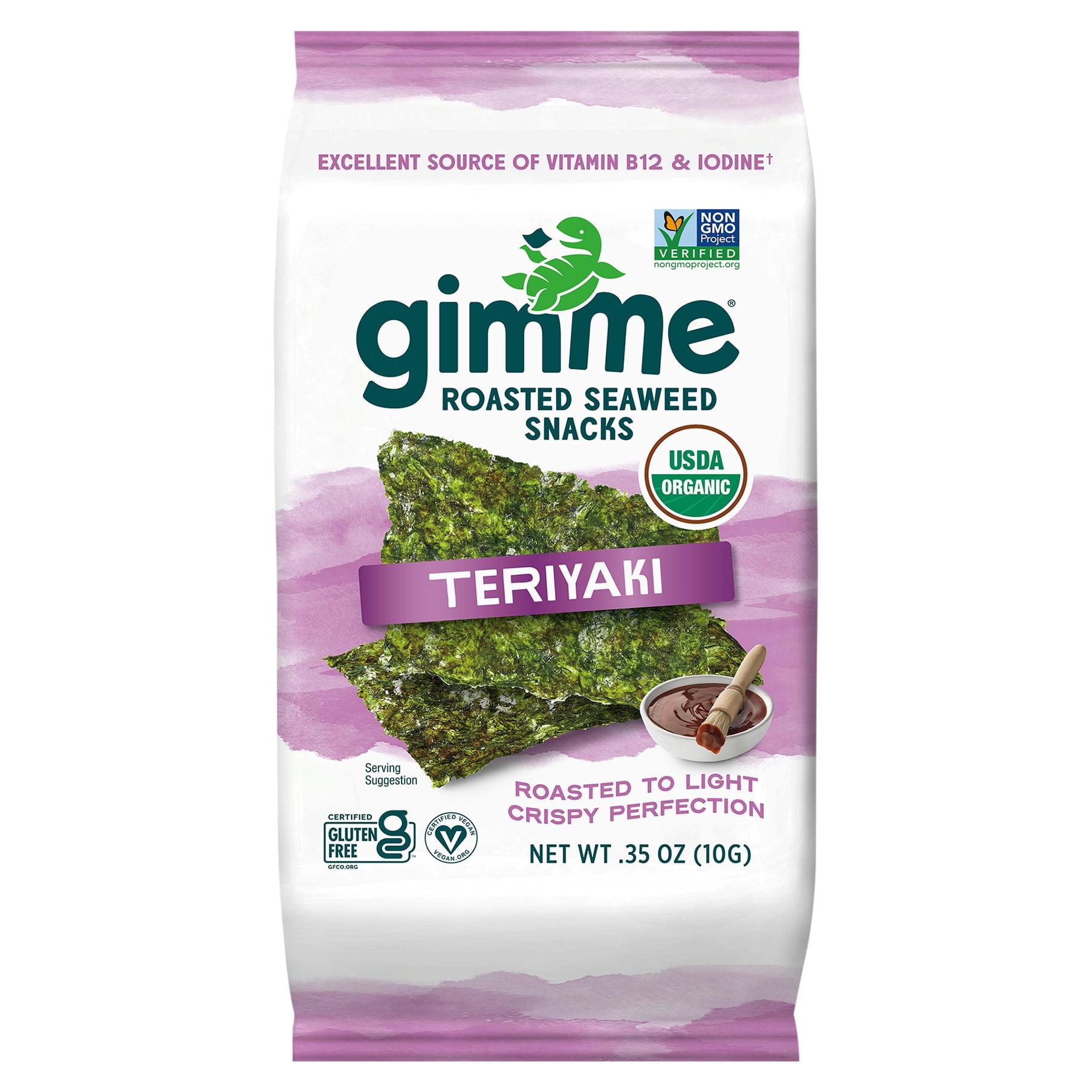 1 PACK, Gimme Organic Roasted Seaweed Snack Teriyaki 0.35oz