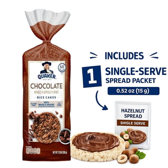 (1 PACK) Quaker Chocolate  Rice Cakes Gluten Free 7.23 oz