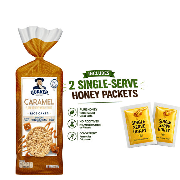 (1 PACK ) Quaker Gluten-Free Caramel Rice Cakes, 6.5 oz