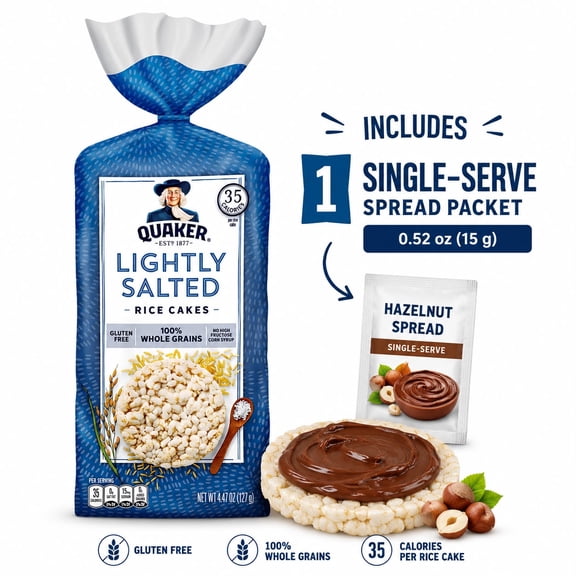 ( 1 PACK) Quaker Rice Cakes Lightly Salted Crunch Gluten Free 4.47 oz