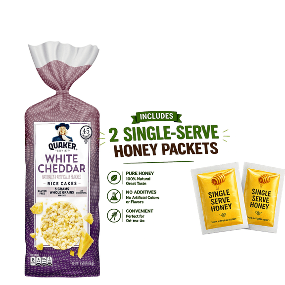 (1 PACK) Quaker Rice Cakes Whole Grain White Cheddar 5.5 oz Bag