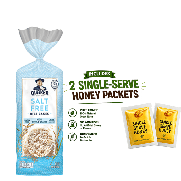 (1 PACK) Quaker Salt-Free Rice Cakes, 4.47 Oz.