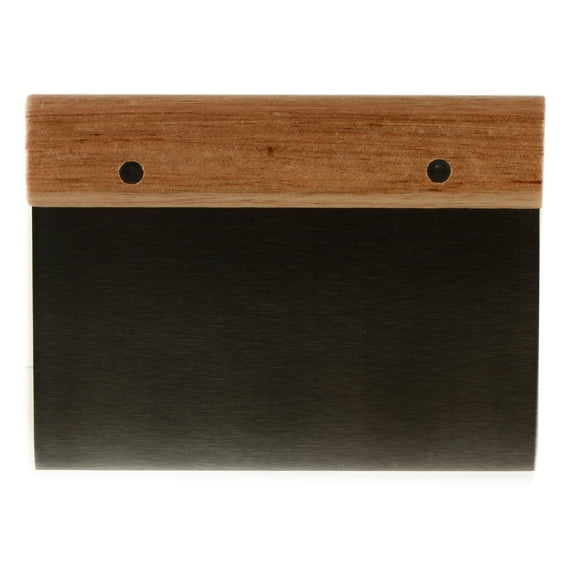 [1 PACK] Stainless Steel Dough Scraper with Wooden Handle - Dough Chopper, Heavy Duty Multi Purpose - Perfect for Nuts, Herbs, Pastry, Pizza Dough, Baking and More!