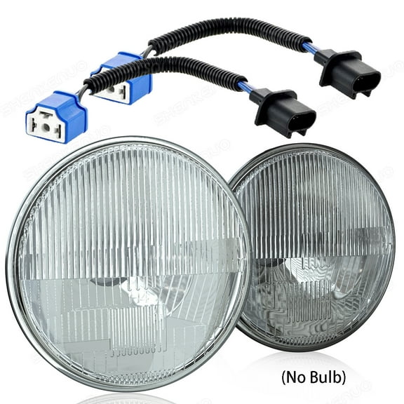 1 PAIR 7" ROUND GLASS HEADLIGHT H6024/H6017 H4 CONVERSION HEADLIGHT CLASSIC CAR