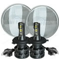 thumbnail image 1 of 1 PAIR 7" ROUND H6024/H6017 H4 CONVERSION HEADLIGHT + H4 LED WHITE BULBS 6000K, 1 of 12