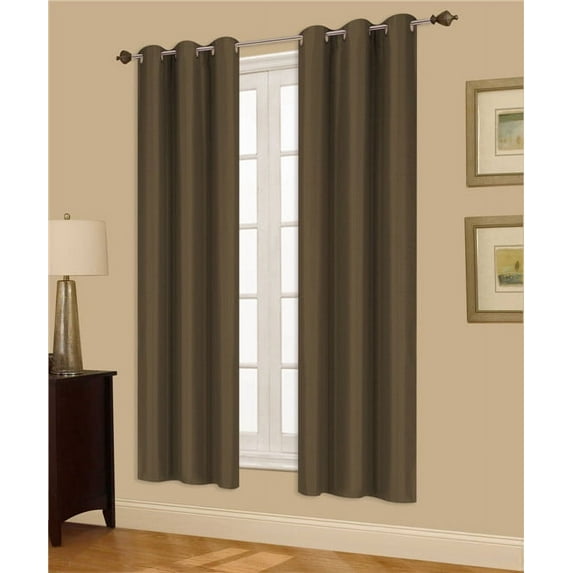 1 PAIR BROWN BLACKOUT ENERGY EFFICIENT THERMAL PANEL WINDOW GROMMET DRAPE LIGHT FILTERING SIZE 35" WIDE X 63" LENGTH EACH PANEL