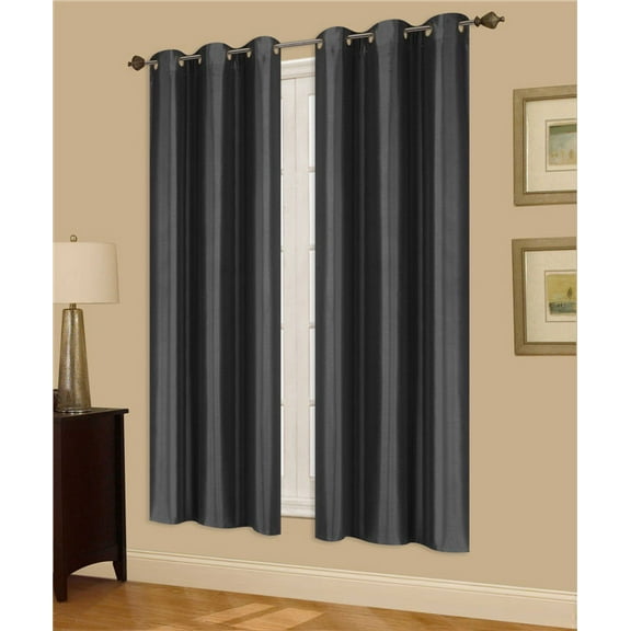 1 PAIR CHARCOAL BLACKOUT ENERGY EFFICIENT THERMAL PANEL WINDOW GROMMET DRAPE LIGHT FILTERING SIZE 35" WIDE X 63" LENGTH EACH PANEL