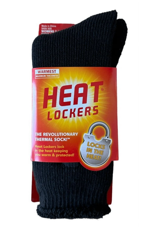 1 PAIR HEAT LOCKERS SOCKS BLACK NIP WOMENS 5-9 MENS 4-8 THERMAL SOCK