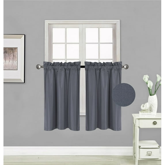 1 PAIR Kitchen Rod Pocket Silk Window Tier Curtain Lined Blackout 30"X 36" RS5