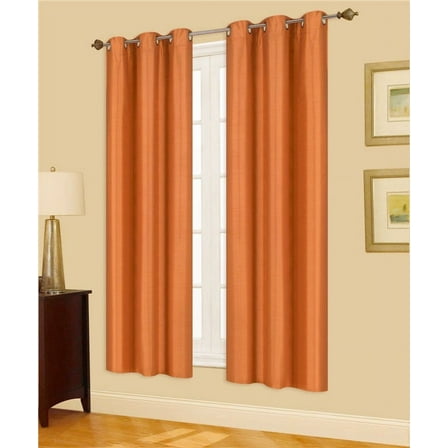 1 PAIR ORANGE BLACKOUT ENERGY EFFICIENT THERMAL PANEL WINDOW GROMMET DRAPE LIGHT FILTERING SIZE 35" WIDE X 63" LENGTH EACH PANEL