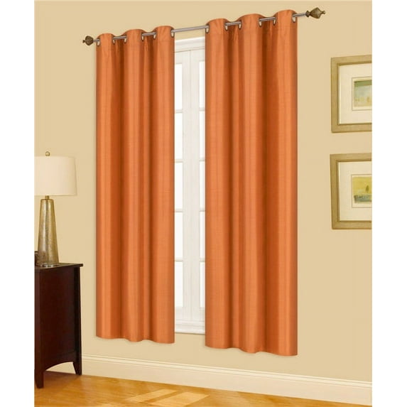 1 PAIR ORANGE BLACKOUT ENERGY EFFICIENT THERMAL PANEL WINDOW GROMMET DRAPE LIGHT FILTERING SIZE 35" WIDE X 63" LENGTH EACH PANEL