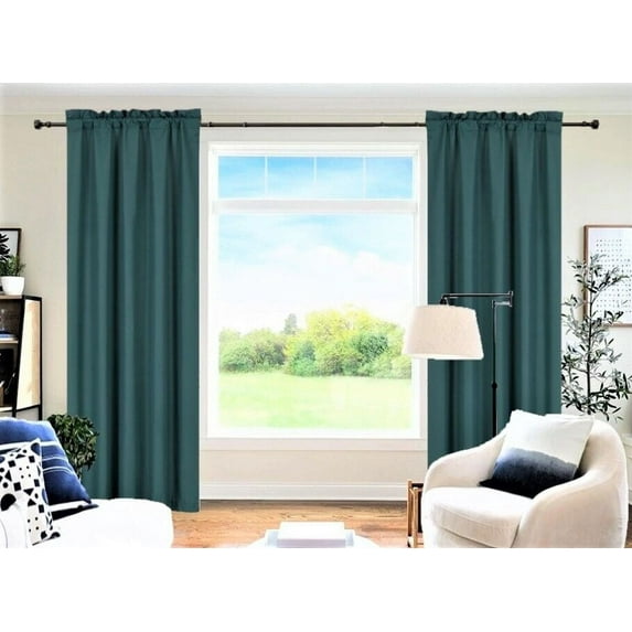 1 PAIR R64 hunter blackout elegant lined thermal lined window treatment matte solid color rod pocket easy to hang 35" wide x 84" lenght each panel