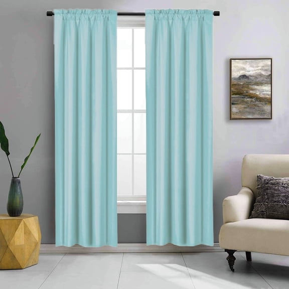1 PAIR R64 teal blackout elegant lined thermal lined window treatment matte solid color rod pocket easy to hang 35" wide x 84" lenght each panel