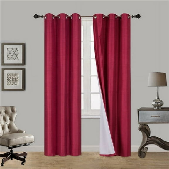 1 PAIR SSS BURGUNDY BLACKOUT ENERGY EFFICIENT THERMAL PANEL WINDOW GROMMET DRAPE LIGHT FILTERING SIZE 35" WIDE X 95" LENGTH EACH PANEL