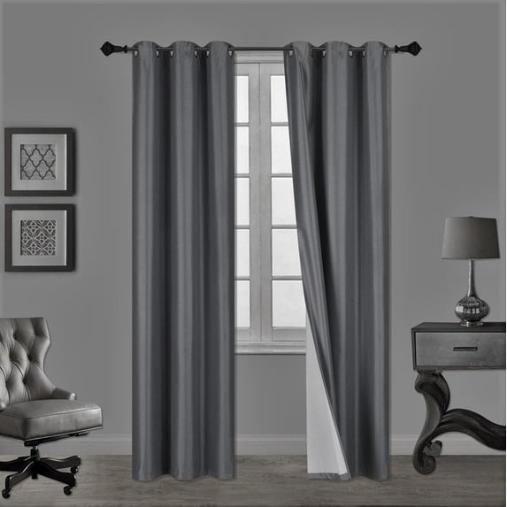 1 PAIR SSS CHARCOAL BLACKOUT ENERGY EFFICIENT THERMAL PANEL WINDOW GROMMET DRAPE LIGHT FILTERING SIZE 35" WIDE X 95" LENGTH EACH PANEL