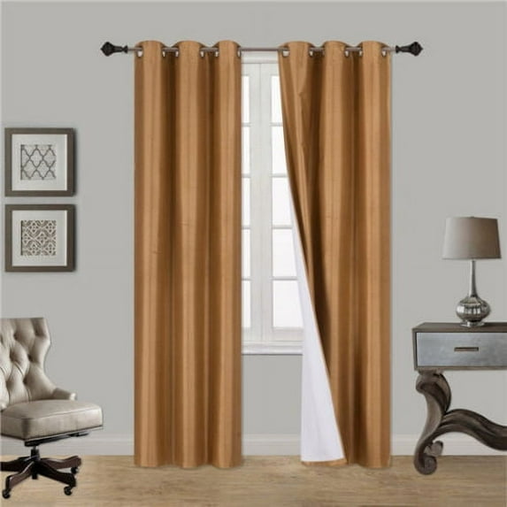 1 Pair light blocking room darkening solid Gold color 84" lenght X 35" wide Blackout window panel curtain for living room décor Noa