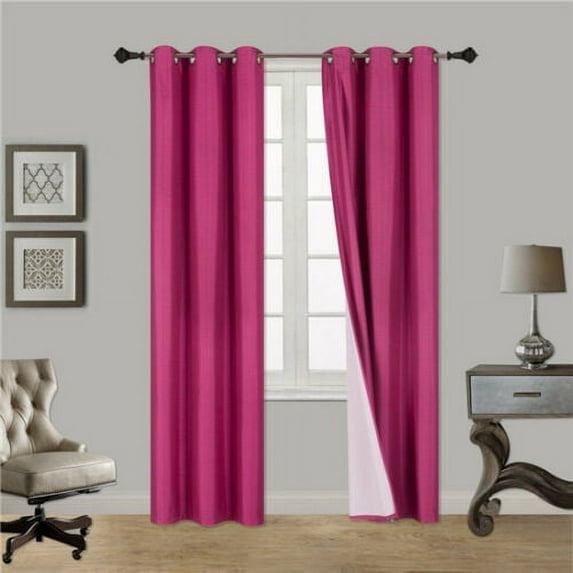 1 PAIR SSS HOT PINK BLACKOUT ENERGY EFFICIENT THERMAL PANEL WINDOW GROMMET DRAPE LIGHT FILTERING SIZE 35" WIDE X 84" LENGTH EACH PANEL
