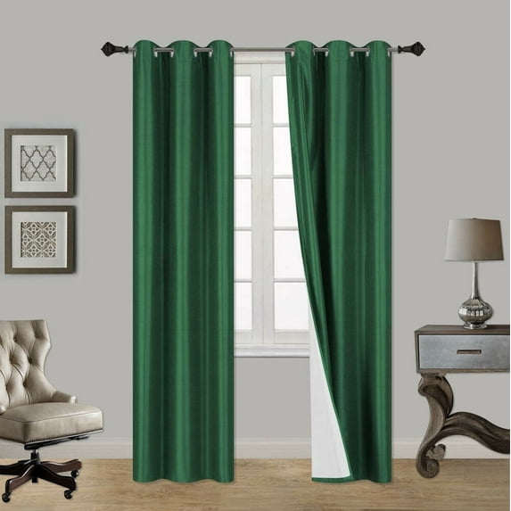 1 PAIR SSS HUNTER BLACKOUT ENERGY EFFICIENT THERMAL PANEL WINDOW GROMMET DRAPE LIGHT FILTERING SIZE 35" WIDE X 84" LENGTH EACH PANEL
