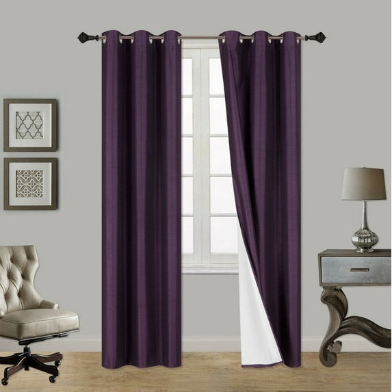 1 PAIR SSS PURPLE BLACKOUT ENERGY EFFICIENT THERMAL PANEL WINDOW GROMMET DRAPE LIGHT FILTERING SIZE 35" WIDE X 84" LENGTH EACH PANEL