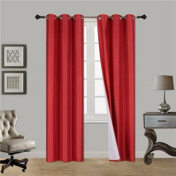 1 PAIR SSS RED BLACKOUT ENERGY EFFICIENT THERMAL PANEL WINDOW GROMMET DRAPE LIGHT FILTERING SIZE 35" WIDE X 84" LENGTH EACH PANEL