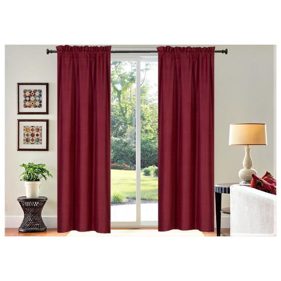 1 PAIR lined thermal blackout window curtain panel treatment drape top rod pocket burgundy plain solid color R64 35" X 95" each panel