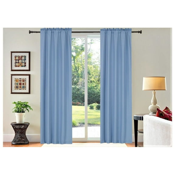 1 PAIR lined thermal blackout window curtain panel treatment drape top rod pocket slate plain solid color R64 35" X 95" each panel