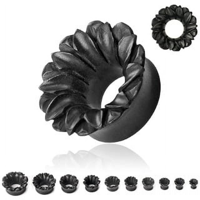 Hand Carved Black Areng Wood Ear Spiral Expander Hand Carved Black Areng Wood Ear Spiral Expander