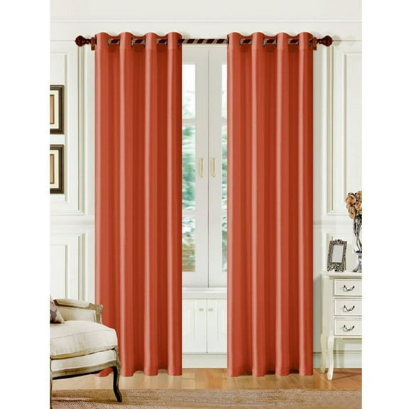 1 PANEL MIRA SOLID BRICK SEMI SHEER WINDOW FAUX SILK ANTIQUE BRONZE GROMMETS CURTAIN DRAPES 55 WIDE X 84" LENGTH
