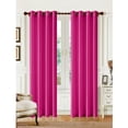 thumbnail image 1 of 1 PANEL MIRA  SOLID HOT PINK SEMI SHEER WINDOW FAUX SILK ANTIQUE BRONZE GROMMETS CURTAIN DRAPES 55 WIDE X 108" LENGTH, 1 of 1