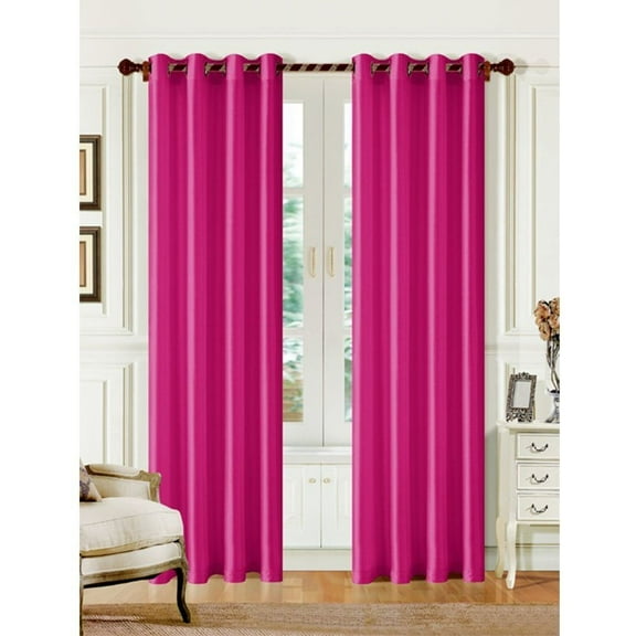 1 PANEL MIRA SOLID HOT PINK SEMI SHEER WINDOW FAUX SILK ANTIQUE BRONZE GROMMETS CURTAIN DRAPES 55 WIDE X 63" LENGTH