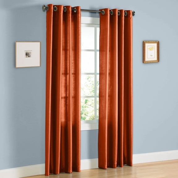 1 PANEL Nancy SOLID BRICK SEMI SHEER WINDOW FAUX SILK ANTIQUE BRONZE GROMMETS CURTAIN DRAPES 55 WIDE X 84" LENGTH