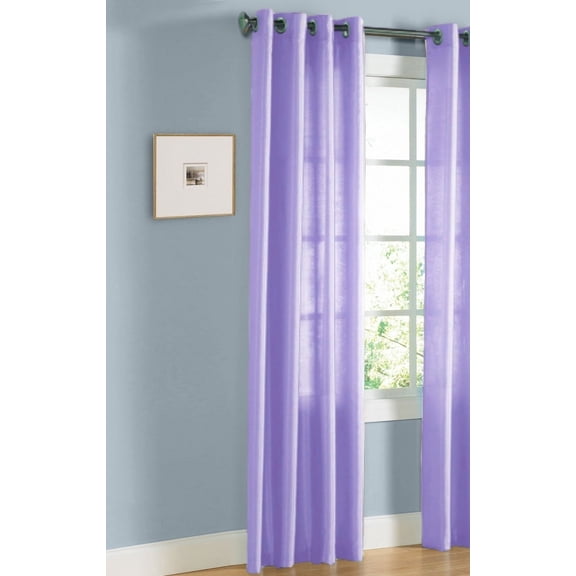 1 PANEL Nancy  SOLID LILAC LAVENDER  SEMI SHEER WINDOW FAUX SILK ANTIQUE BRONZE GROMMETS CURTAIN DRAPES 55 WIDE X 63" LENGTH