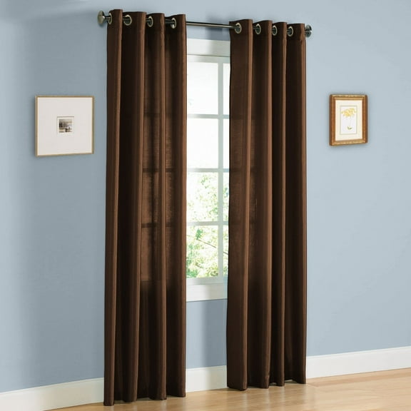 1 PANEL Nancy  SOLID  SEMI SHEER WINDOW FAUX SILK ANTIQUE BRONZE GROMMETS CURTAIN DRAPES 55 WIDE X 108" LENGTH 24 COLORS AVILABLE