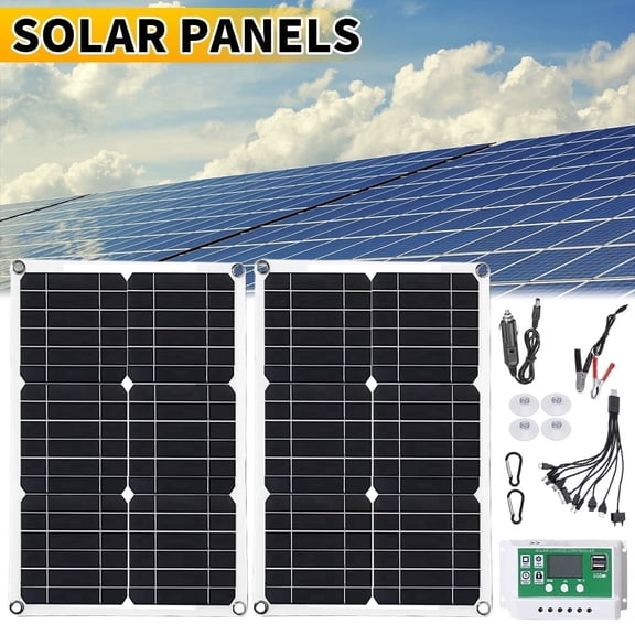 20W Dual USB Solar Trickle Charger, Waterproof Portable Solar Battery Maintainer for Car RV Boat Motorcycle Outdoor Camping