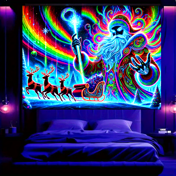 1 PC, 2D Flat/ Black Light UV reactive tapestry, bold design pattern, 78.74x 59.05 inches (200x150cm), wall art hanging flag, a tapestry that glints against a dark background, suitable for bedroom/li