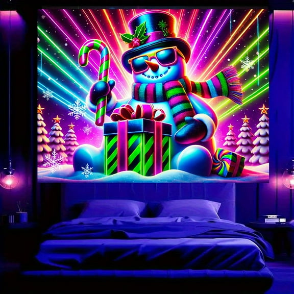 1 PC, 2D Flat/ Black Light UV reactive tapestry, bold design pattern, 78.74x 59.05 inches (200x150cm), wall art hanging flag, a tapestry that glints against a dark background, suitable for bedroom/li