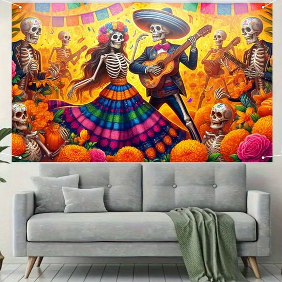 1 PC, 2D Flat Dark Halloween Witch Magic banner 70.87x43.31 inches (180x110cm), universal daily wall decoration, elegant daily front door decoration, party banner, decorative flag, home kitchen windo