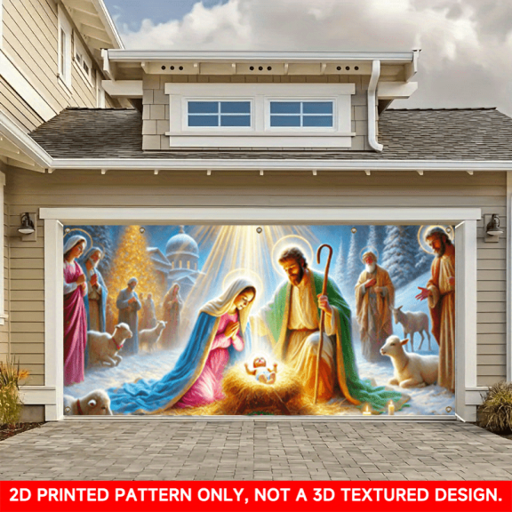 1 PC, 2D Flat/ Flat art decorative banner decoration, Nutcracker design pattern, 157x71 inches (400x180cm), universal daily wall decoration, elegant daily garage door decoration, party banner, home k