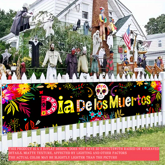 1 PC, 2D Flat/ Flat art decorative banner decoration, creepy design pattern, 78.8x17.7 inches (200x45cm), universal daily wall decoration, elegant daily front door decoration, party banner, decorativ