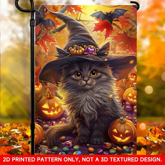 1 PC, 2D Flat/ Garden flag, Whispering Echo design pattern, 18x12 inches (45x30cm), fashionable 2D pattern, autumn Thanksgiving, Halloween garden flag, home, outdoor, courtyard, lawn, garden, holiday