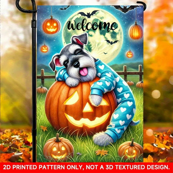 1 PC, 2D Flat/ Garden flag, creepy design pattern, 18x12 inches (45x30cm), fashionable 2D pattern, autumn, Thanksgiving, Halloween garden flag, home, outdoor, courtyard, lawn, garden, holiday and hol