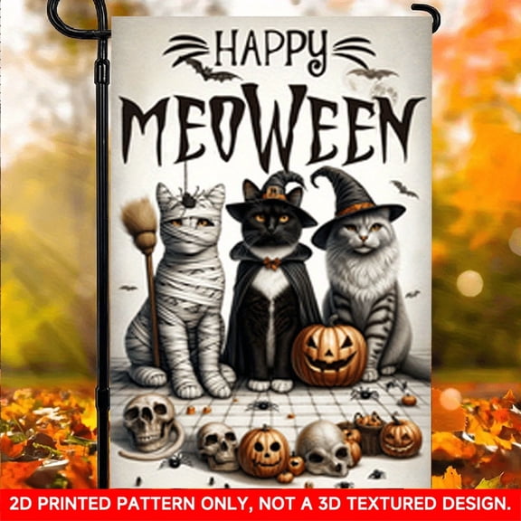 1 PC, 2D Flat/ Garden flag, creepy design pattern, 18x12 inches (45x30cm), fashionable 2D pattern, autumn, Thanksgiving, Halloween garden flag, home, outdoor, courtyard, lawn, garden, holiday and hol