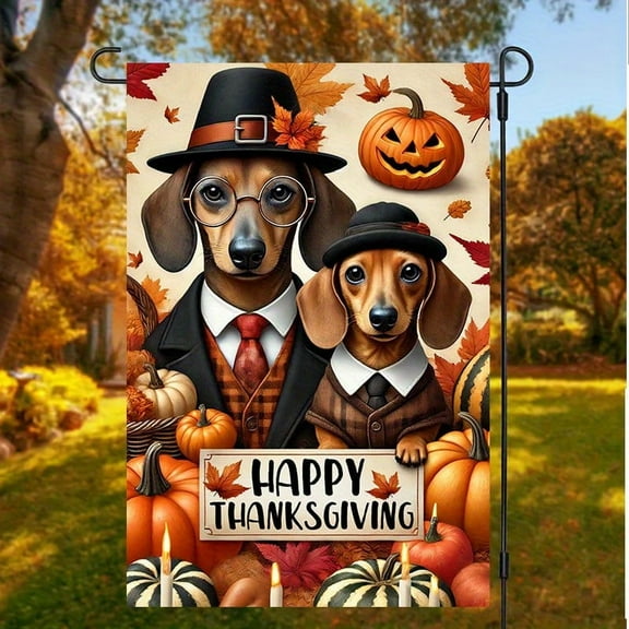 18x12 Thanksgiving Dachshund Garden Flag, 2D Flat