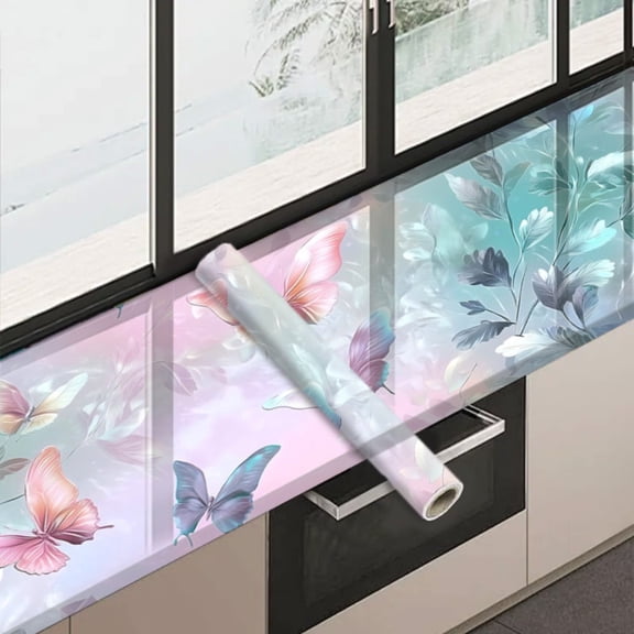 1 PC, 2D Flat/wallpaper wall stickers, dreamy gradient butterfly art patterns, 39.37x15.75 inches (100x40cm), self-adhesive wallpaper, detachable and cutable PVC stickers, suitable for wall/staircase