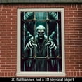 thumbnail image 1 of 1 PC, 2D Flat/ window banner, zombie design pattern in a cage, 31.5x 47.2 inches (80x120cm), fashionable 2D pattern, autumn gratitude for the dead Halloween window banner, home kitchen window outdoor, 1 of 5