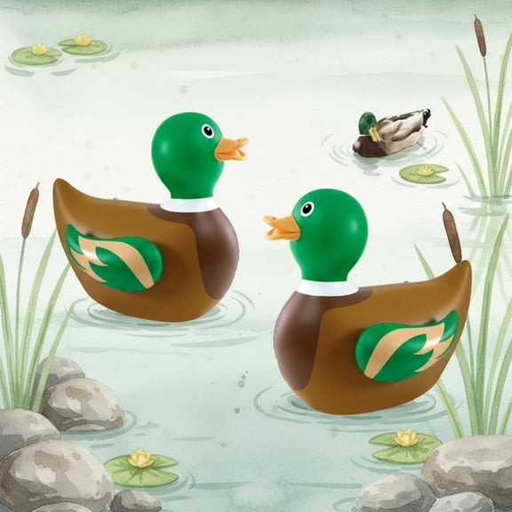 1 PC 4 Feet Inflatable Mallard Duck for Hunting Birthday Giant Inflatable Duck Pool Float Huge Funny Large Blow Fall Pool Floats for One Lucky Birthday Party Decoration